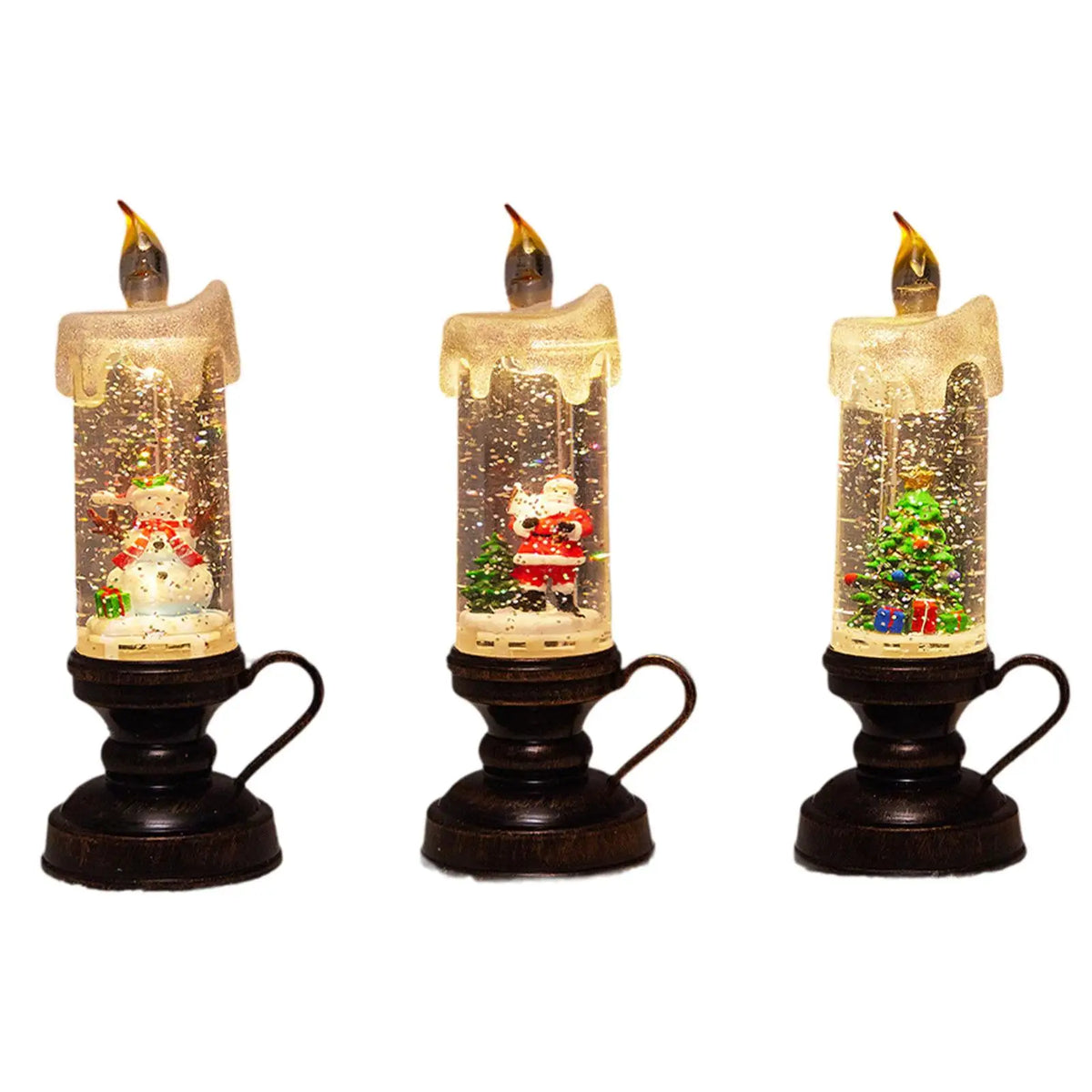 Christmas Snow Globe Flameless LED Candle | Swirling Glitter