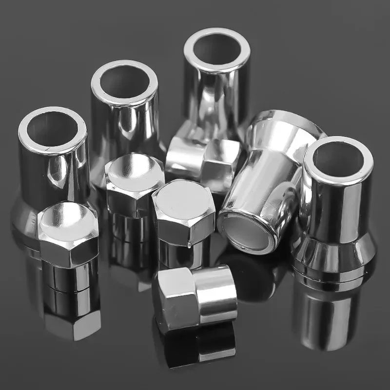 TR413 Chrome Snap-On Tire Valve Caps with Sleeve – 5 Pack