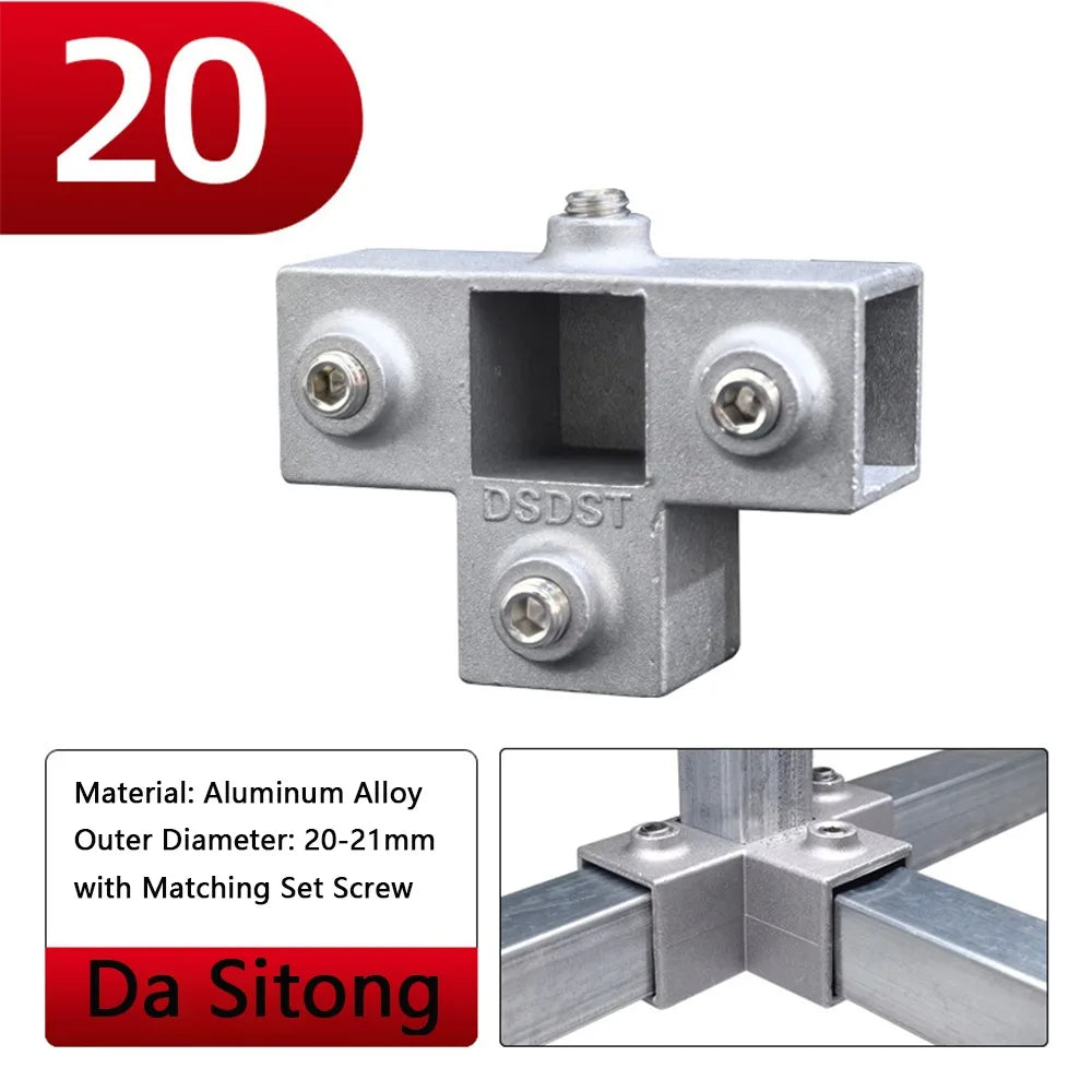 Aluminum Alloy Square Tube Pipe Clamp Connector | 3 Sizes
