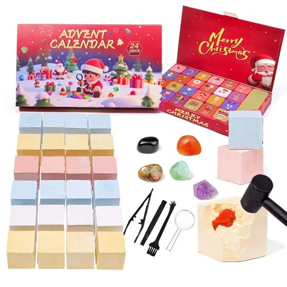 Christmas Crystal Gemstone Advent Calendar – 24-Grid Blind Box