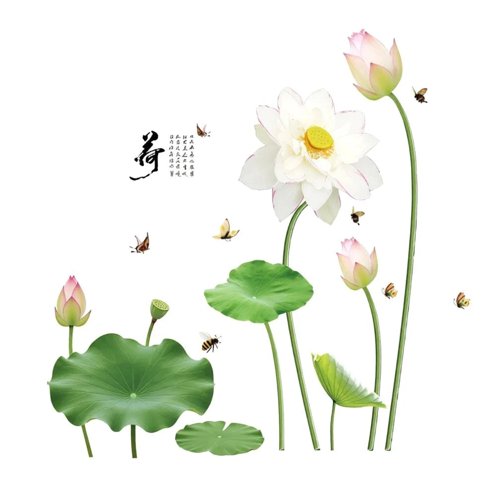 Koi Fish Lotus 3D Static Cling Glass Window Wall Decal