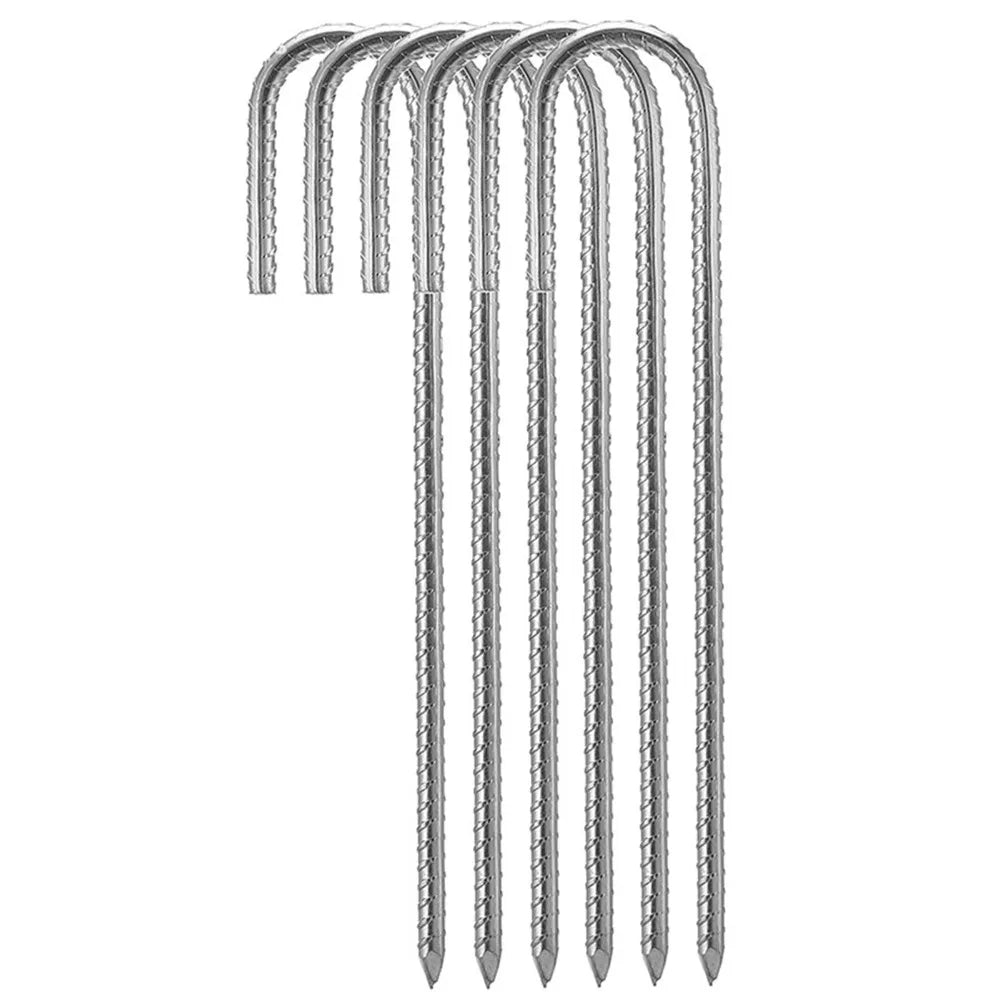 6-Pack J Hook Rebar Ground Stakes – Heavy Duty Anti-Rust Steel