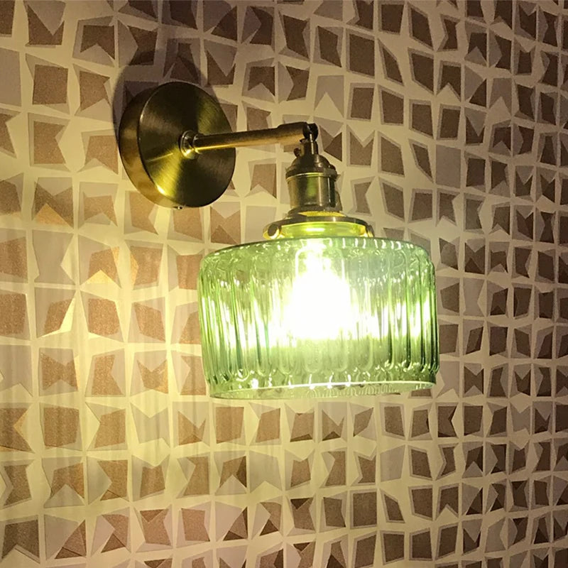 Vintage Glass Wall Lamp E27 LED Sconce – Bedroom & Bathroom