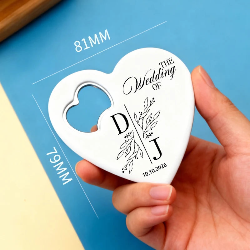 Personalized Heart-Shaped Magnetic Bottle Opener | Wedding Gift