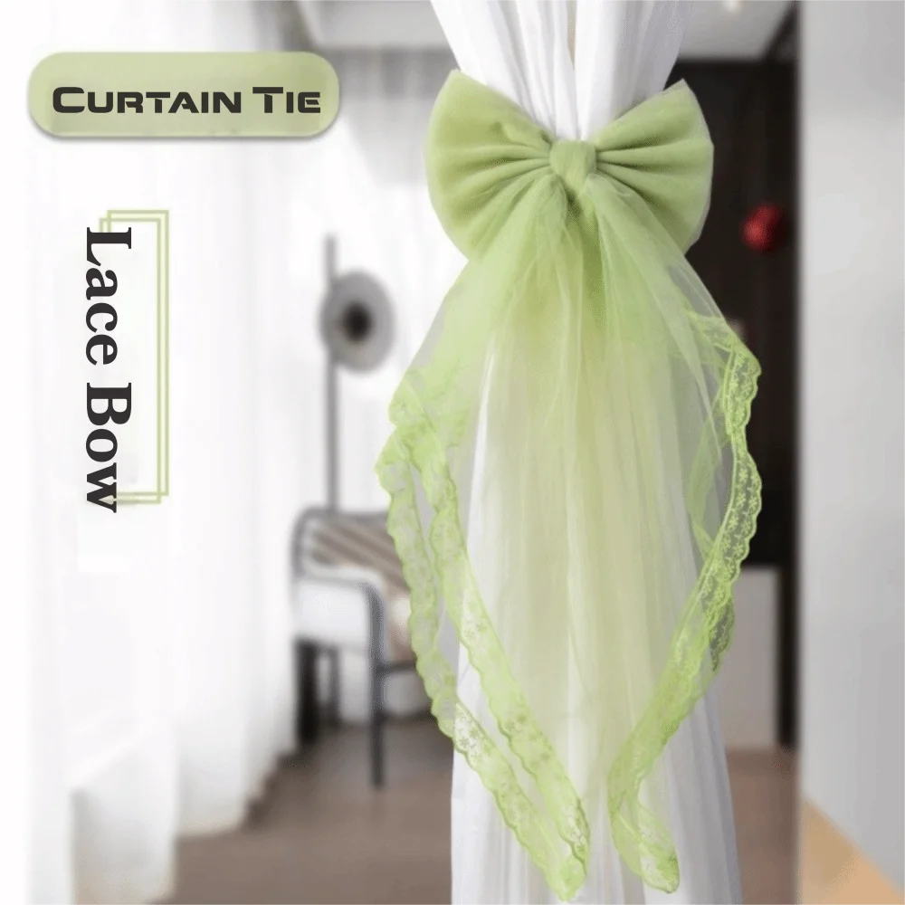 Lace Bow Curtain Tiebacks – Jacquard Holdbacks, White