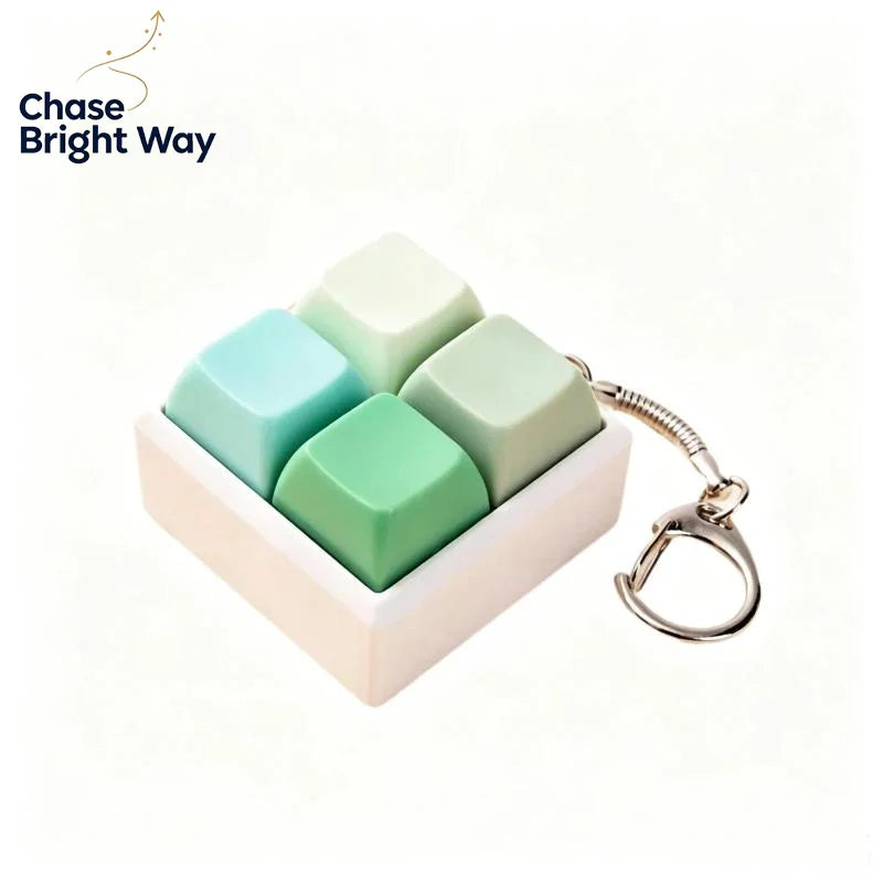 Mini 4-Key Mechanical Keyboard Fidget Keychain | Click Toy