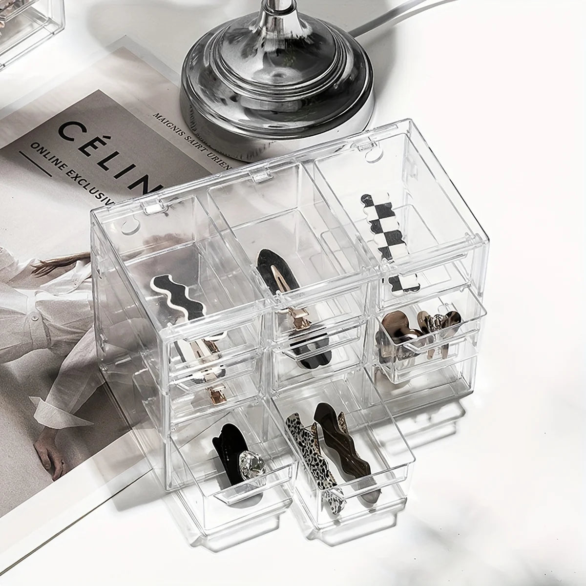 Transparent Multi-Grid Jewelry & Cosmetics Drawer Storage Box