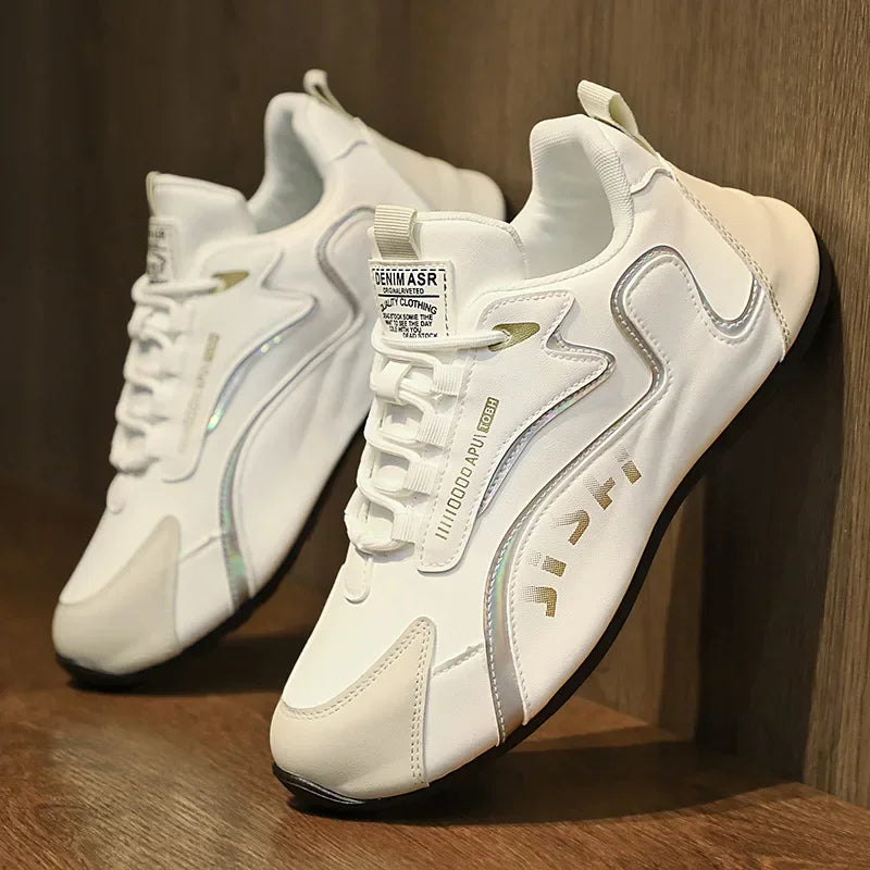 LEDP Men's Lightweight Leather Sneakers – Breathable Casual Shoes