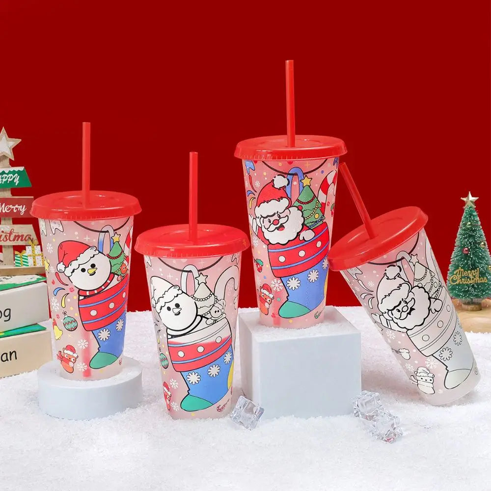 Color Changing Tumbler Cup 710ml – BPA-Free Reusable Straw