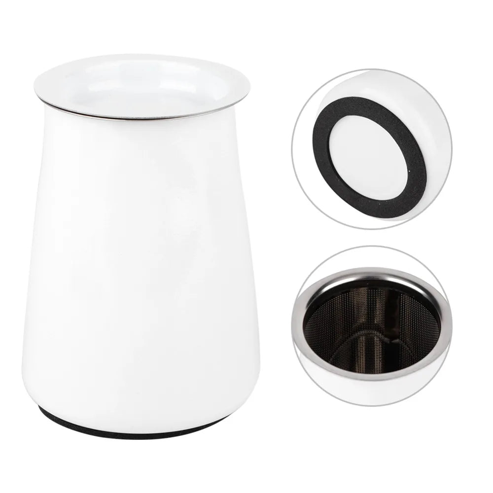 Stainless Steel Coffee Powder Sifter Cup with Lid – White