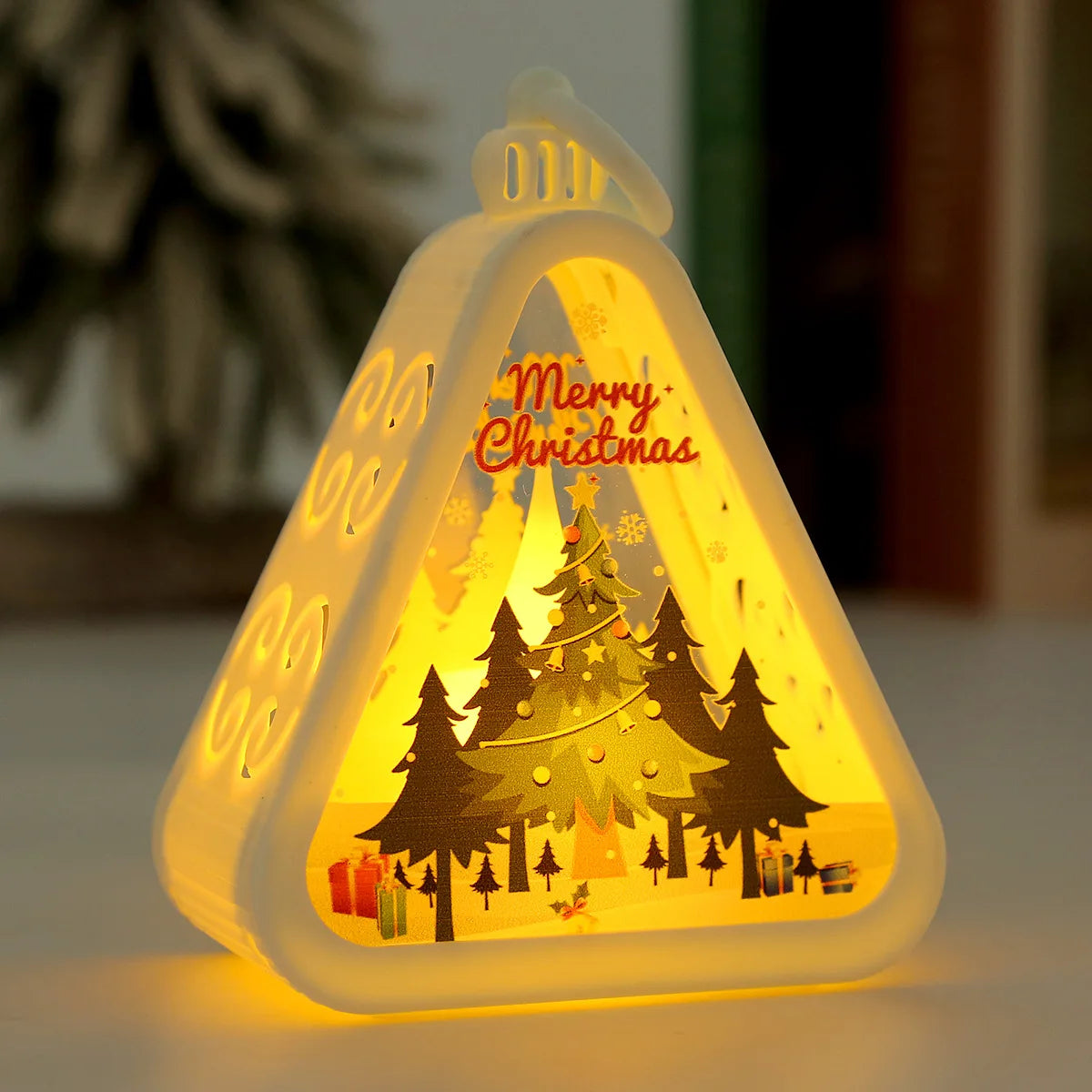 Rustic Vintage Christmas Night Light Lantern | Holiday Tabletop Decor