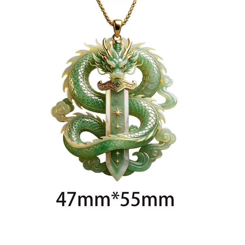 Lavender Jade Dragon Pendant Necklace | Gold-Plated Accents