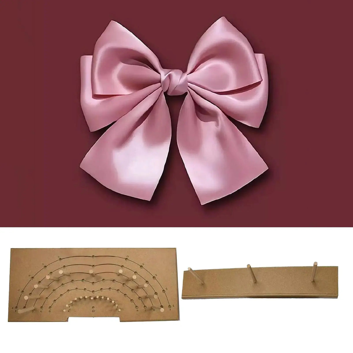 Wooden Bow Maker Tool – DIY Ribbon Bows with Holder & 24 Sticks