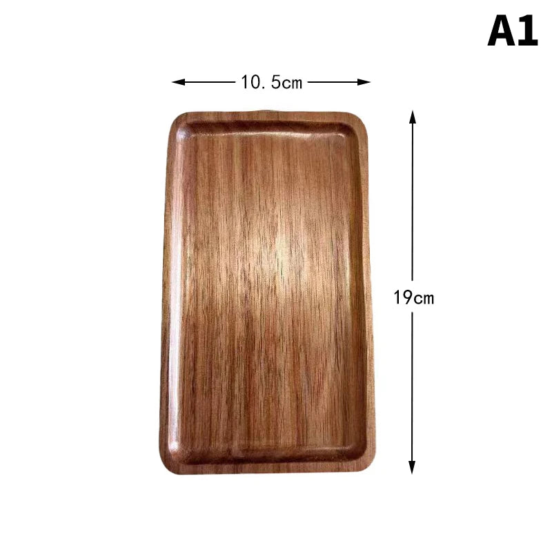 Japanese Solid Wood Round Serving Tray – Snack & Dessert Plate