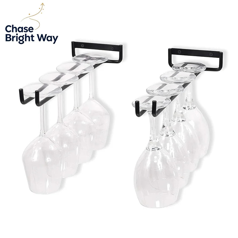 Wall Mounted Stemware Holder – Black Iron Wine Glass Rack