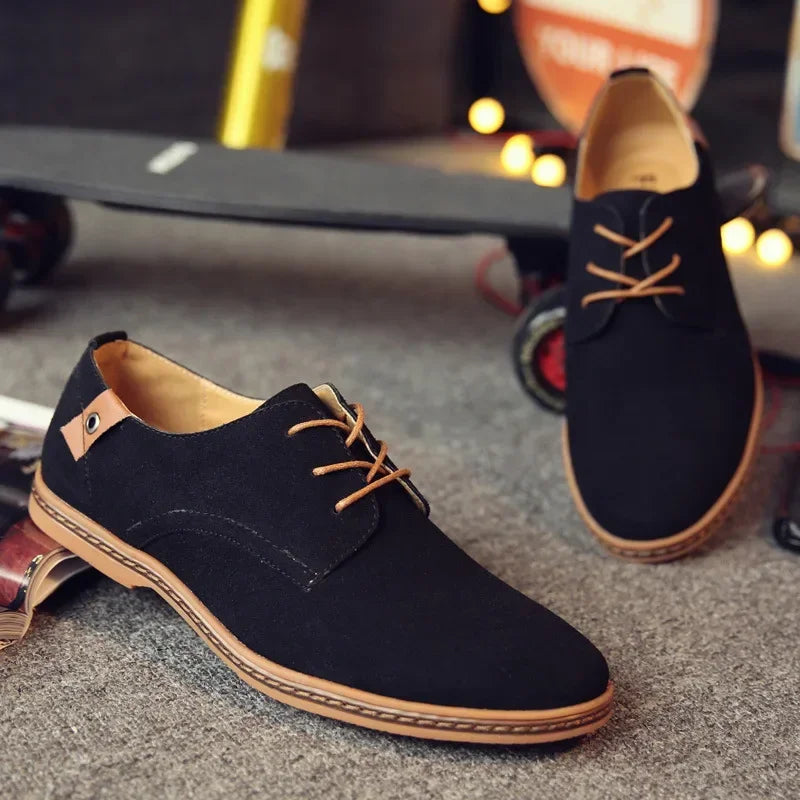 LEDP Men's Faux Suede Oxford Dress Shoes – Lace-Up Flats