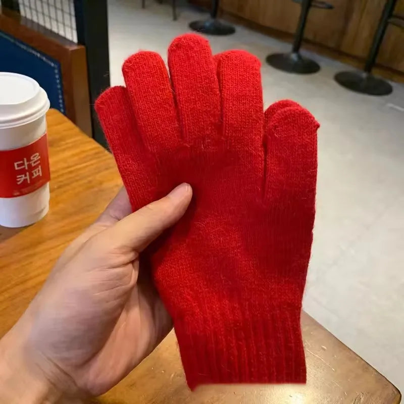 Women's Thick Cashmere Knit Winter Gloves – Full Finger Warm