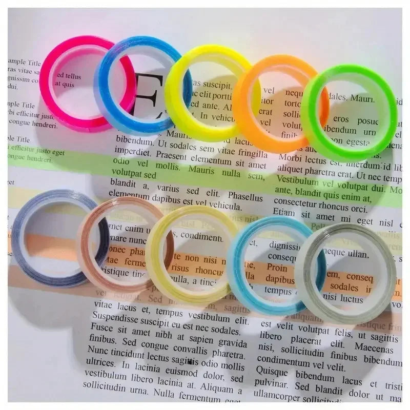 Transparent Fluorescent Index Tabs – 5 Colors Highlighter Tape