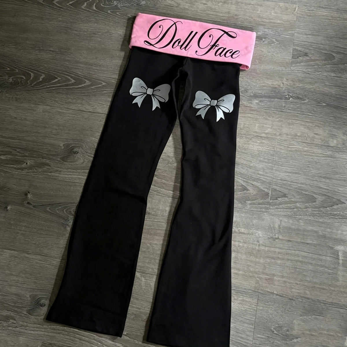 Women's Wide Leg Y2K Flare Pants – Gothic Punk Letter Print
