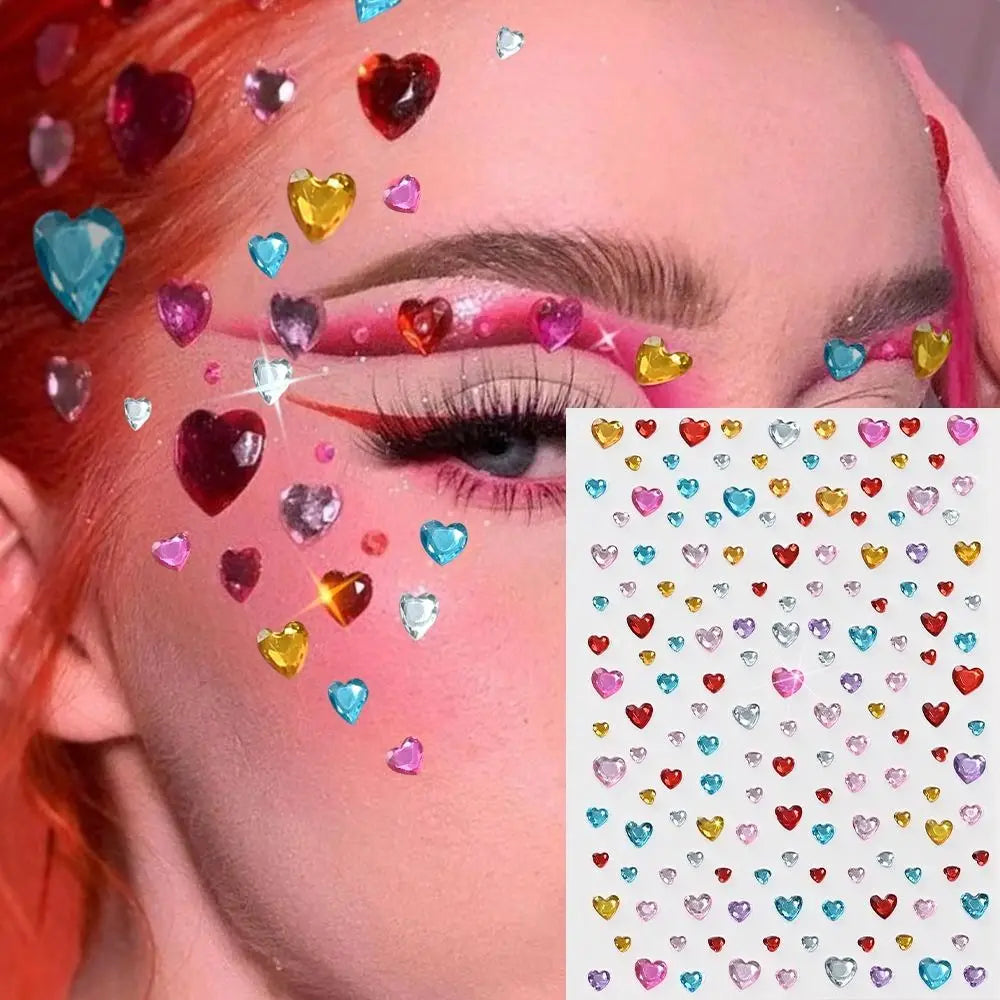 3D Aurora Iridescent Face Rhinestone Stickers | Body Art Gems