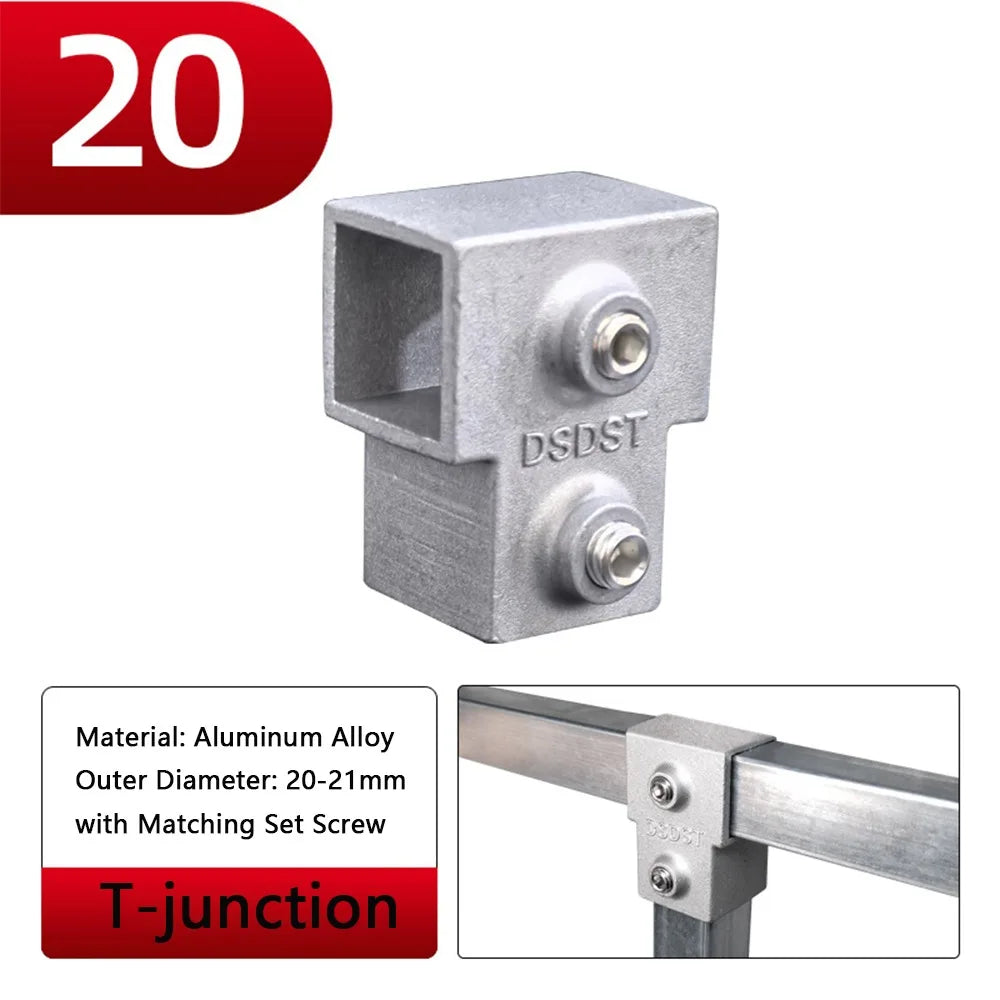 Aluminum Alloy Square Tube Pipe Clamp Connector | 3 Sizes