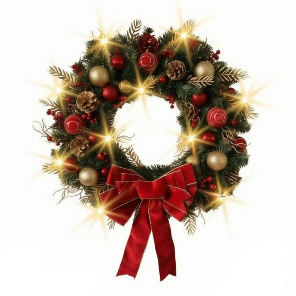 Pre-Decorated Christmas Wreath with Bow | Artificial Foliage