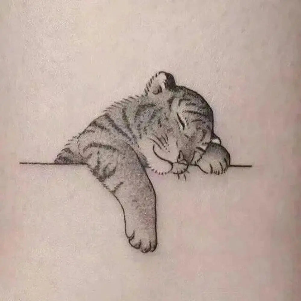 Moon & Tiger Temporary Tattoo Stickers – Unisex Body Art
