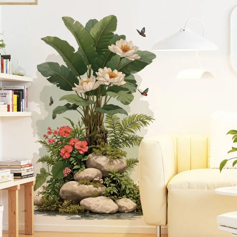 Large Removable Green Plant Wall Decal – PVC Self-Adhesive Mural