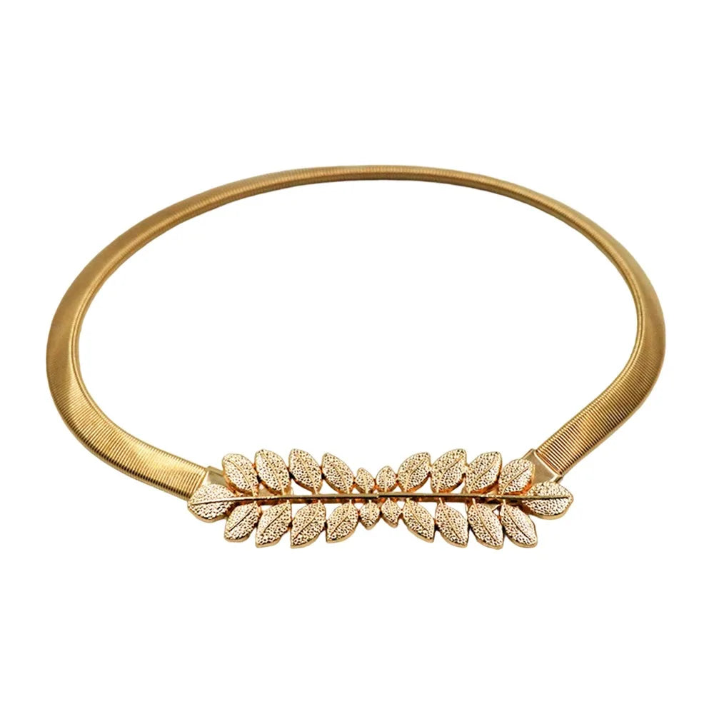 Elastic Metal Leaf Curtain Tiebacks – Gold & Silver Chain Belt