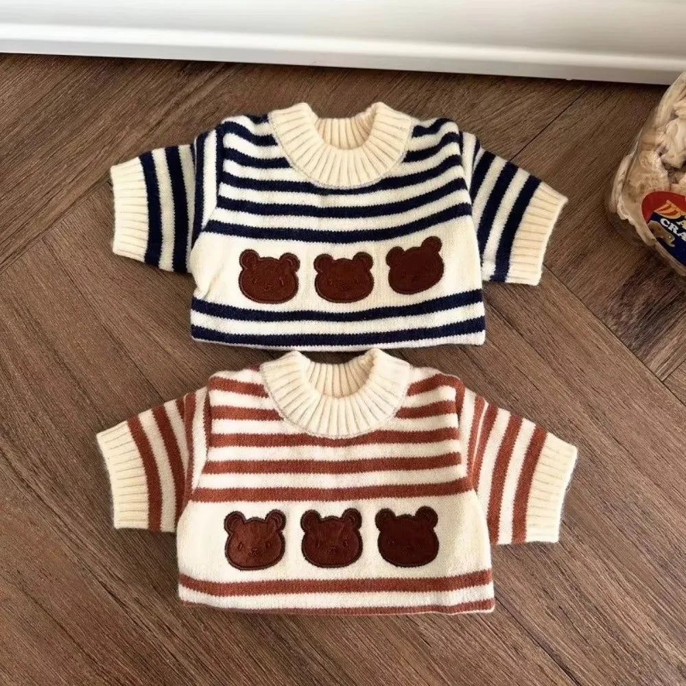 Striped Knitted Dog Sweater Pullover – Warm Cotton Pet Coat