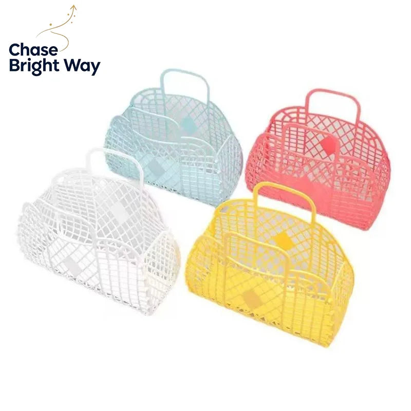 Waterproof Hollow Jelly Tote Basket – Beach, Bath & Storage