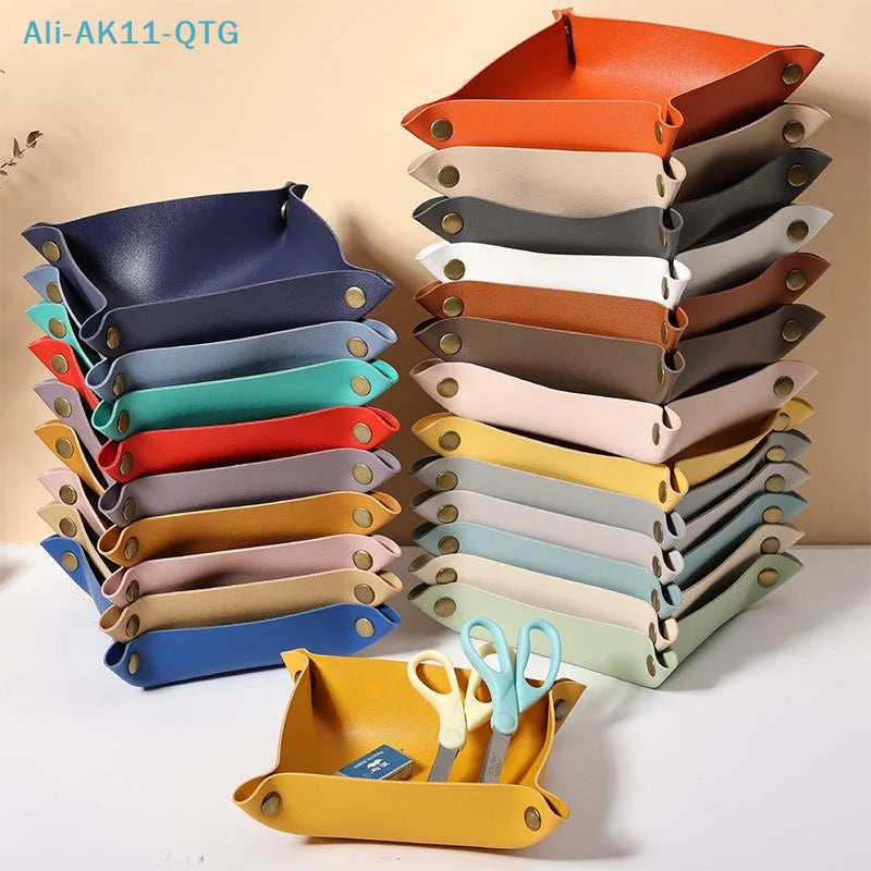Square PU Leather Desktop Storage Tray – Nordic Organizer