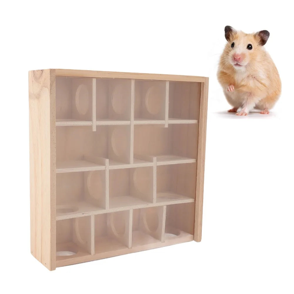 Wooden Hamster Tunnel Maze with Clear Panel – 25×25cm