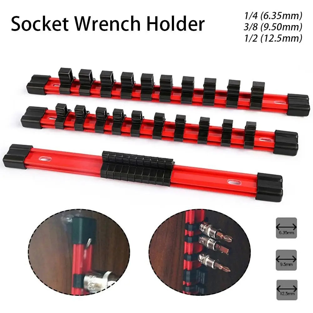 Socket Wrench Holder Rail – 1/4" 3/8" 1/2" Drive Organizer