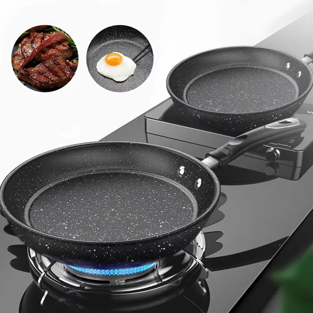 Stone Nonstick Frying Pan with Glass Lid | 22–28cm Skillet