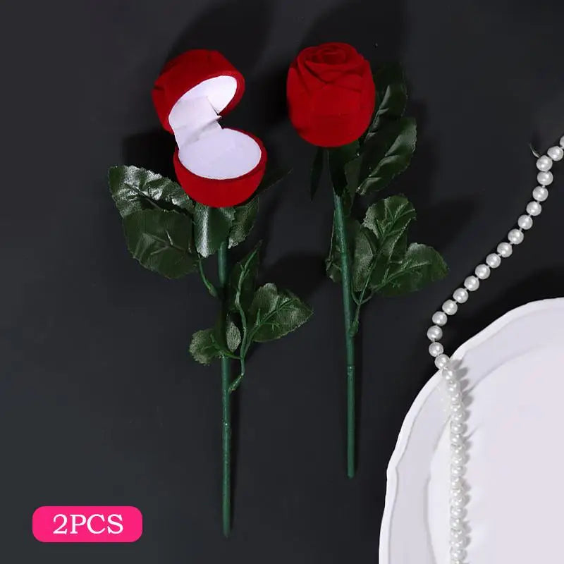 Velvet Flocked Ring Box – Rose Heart Jewelry Gift Case