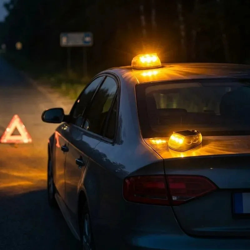 Solar LED Car Roof Warning Light – Remote Control & USB-C