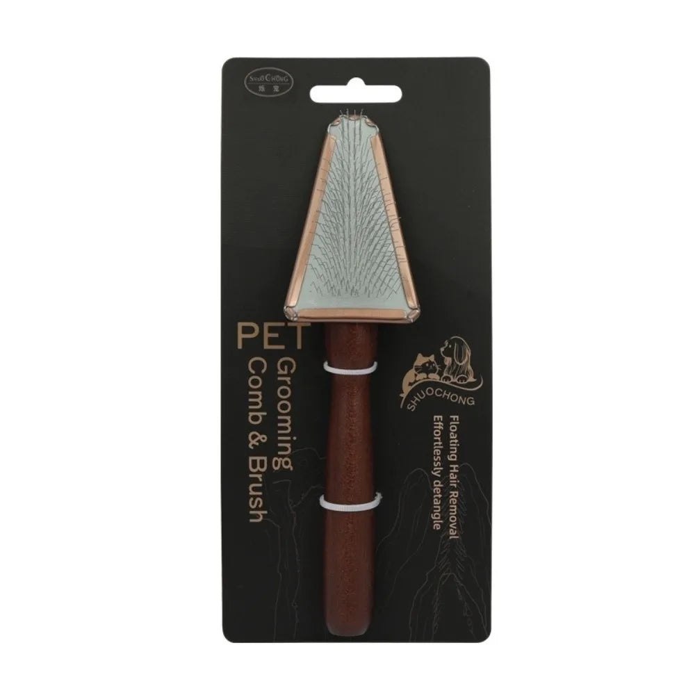 Solid Wood Handle Pet Hair Comb – Cat & Dog Grooming Brush