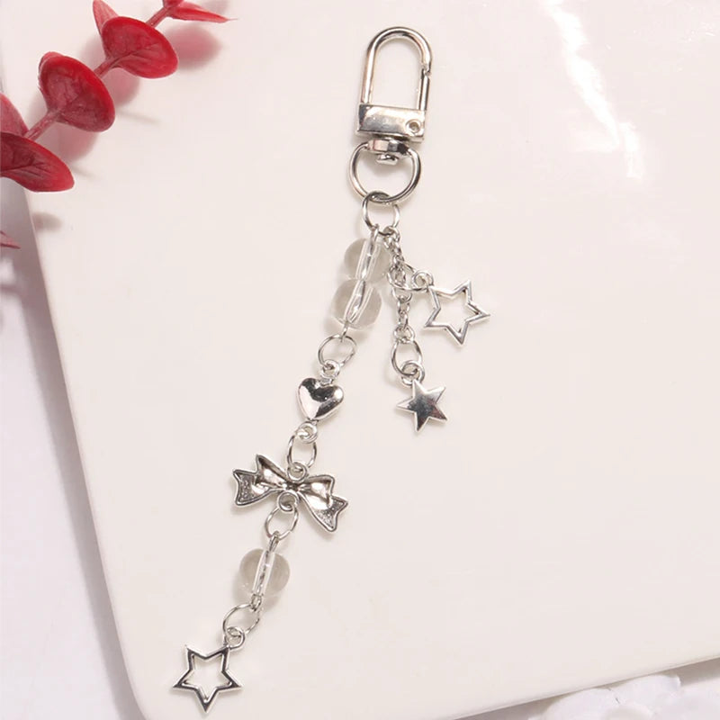Goth Y2K Phone Charm Keychain – Bow Heart Star Kawaii Pendant