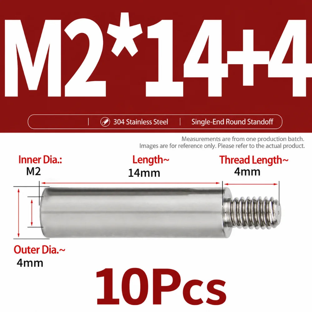 M2–M10 304 Stainless Steel PCB Standoff Spacer Pillars – 10 Pack
