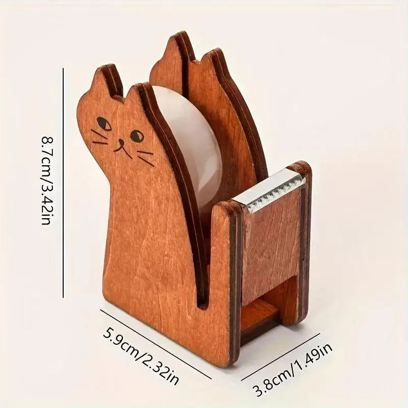 Wooden Animal Tape Dispenser – Squirrel & Whale Desk Cutter