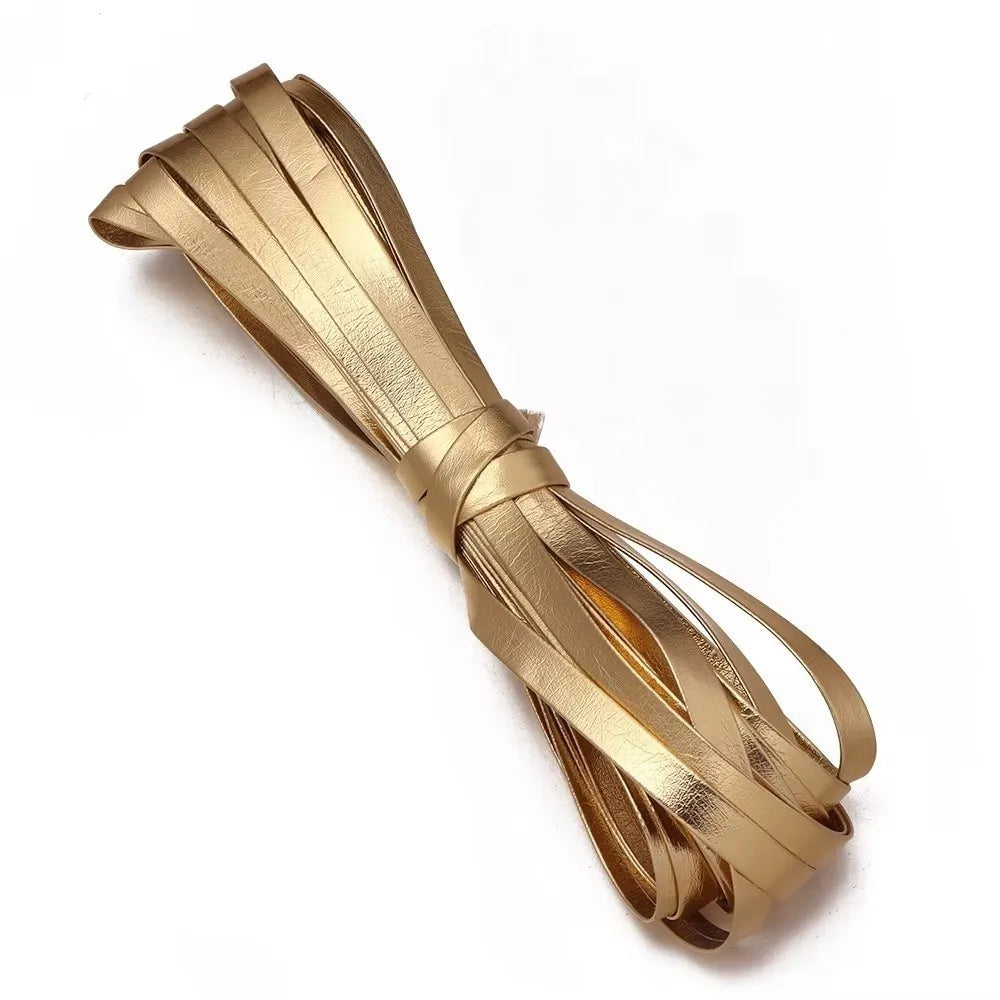 5-Yard Metallic PU Leather Binding Strip – Gold & Silver Trim