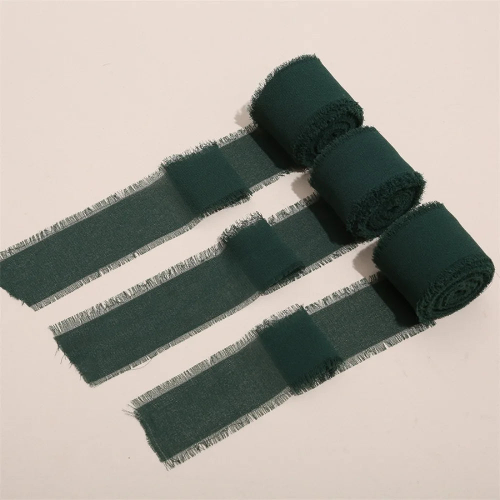 3-Roll Fringe Chiffon Ribbon – 5m DIY Wedding & Craft Décor