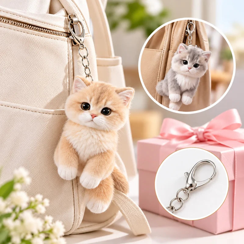 British Shorthair Kitten Plush Keychain | Soft Cat Bag Charm