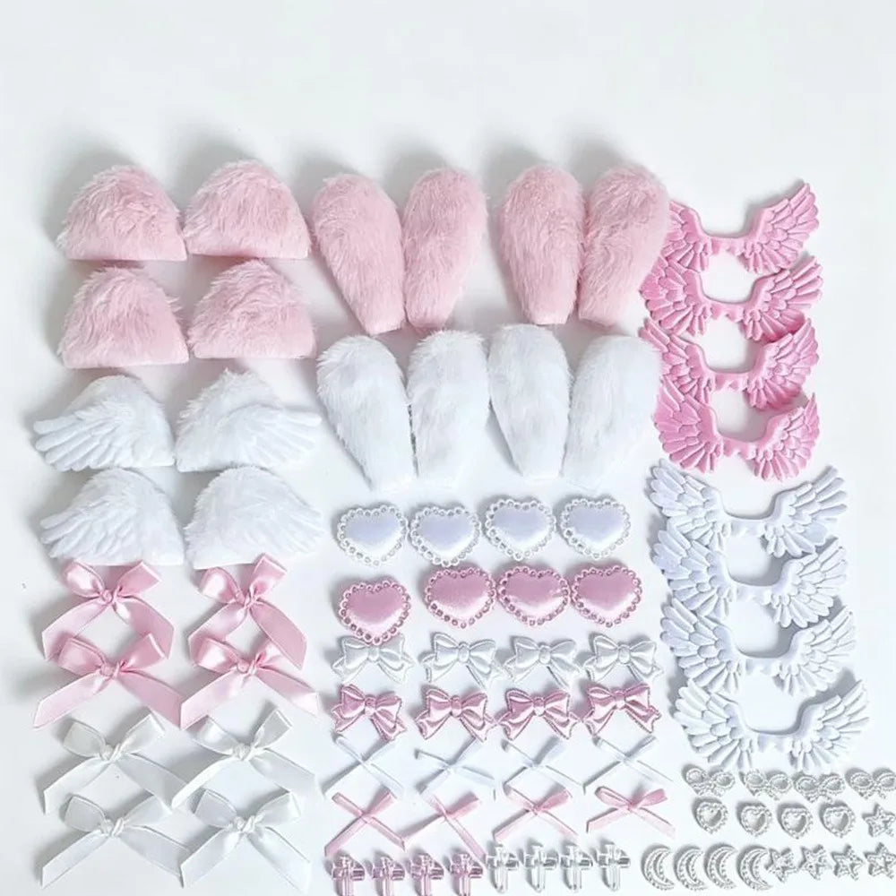 80-Piece Ribbon Bow DIY Craft Kit – Fabric Lace & Ear Accents