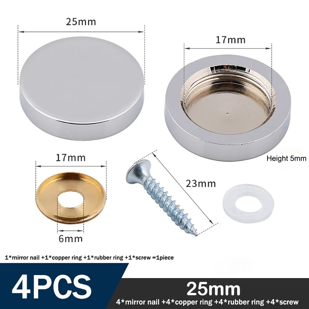 Decorative Mirror Screw Caps – Copper Chrome Covers Multi-Size