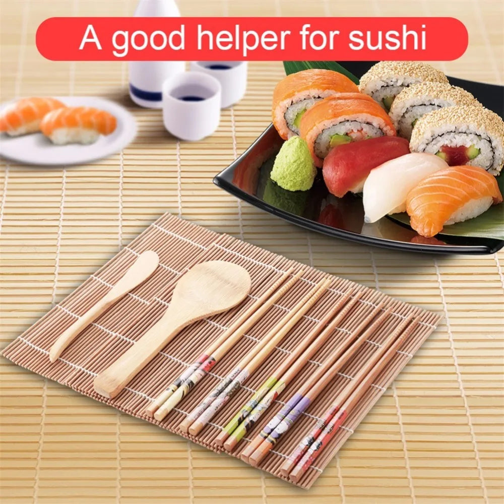 Wooden Sushi Making Kit – Rolling Mats, Paddle & Chopsticks
