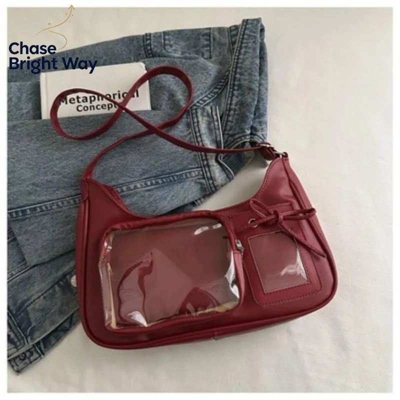 Transparent Ita Bag PU Leather Y2K Harajuku Anime Crossbody