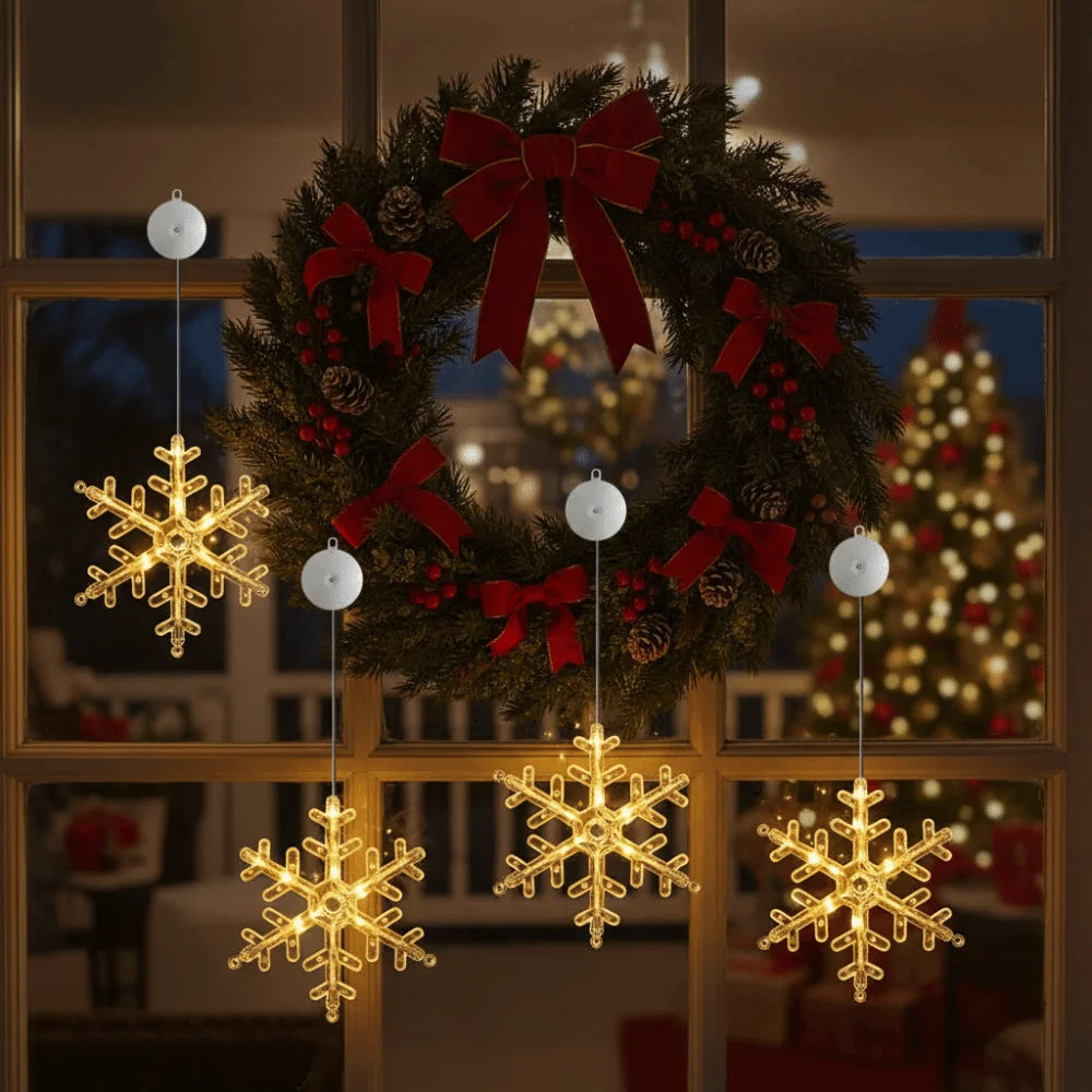 Christmas Snowflake Window Light – LED Suction Cup Hanging Lamp