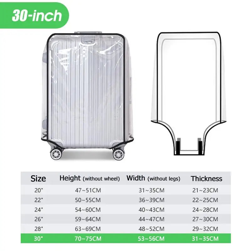 Transparent PVC Luggage Cover | Waterproof 20–30 Inch Suitcase